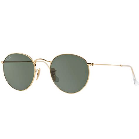 green photochromic round sunglasses rb3447 brown|Round Metal Sunglasses in Gold and Green .